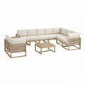 Gartenlounge-Set 4-teilig U-Form Beige Akazienholz Polyester 360 x 230 x 70 cm