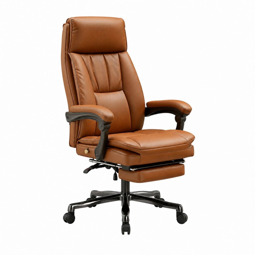 Chefsessel Bürostuhl mit Fußstütze Braun PU-Kunstleder 70 x 70 x 112-122 cm