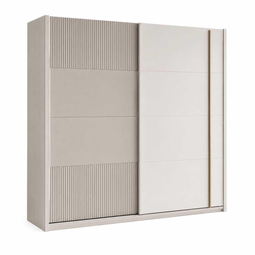 Schwebetürenschrank Beige aus MDF und Spanplatte rechteckig B 200 x T 60 x H 220 cm
