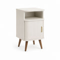 Nachttisch Weiß MDF mit gerundeter Front und Schranktür 40 x 35 x 65 cm
