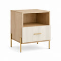 Nachttisch mit Schublade Eiche Natur Creme MDF rechteckig 45 x 40 x 60 cm