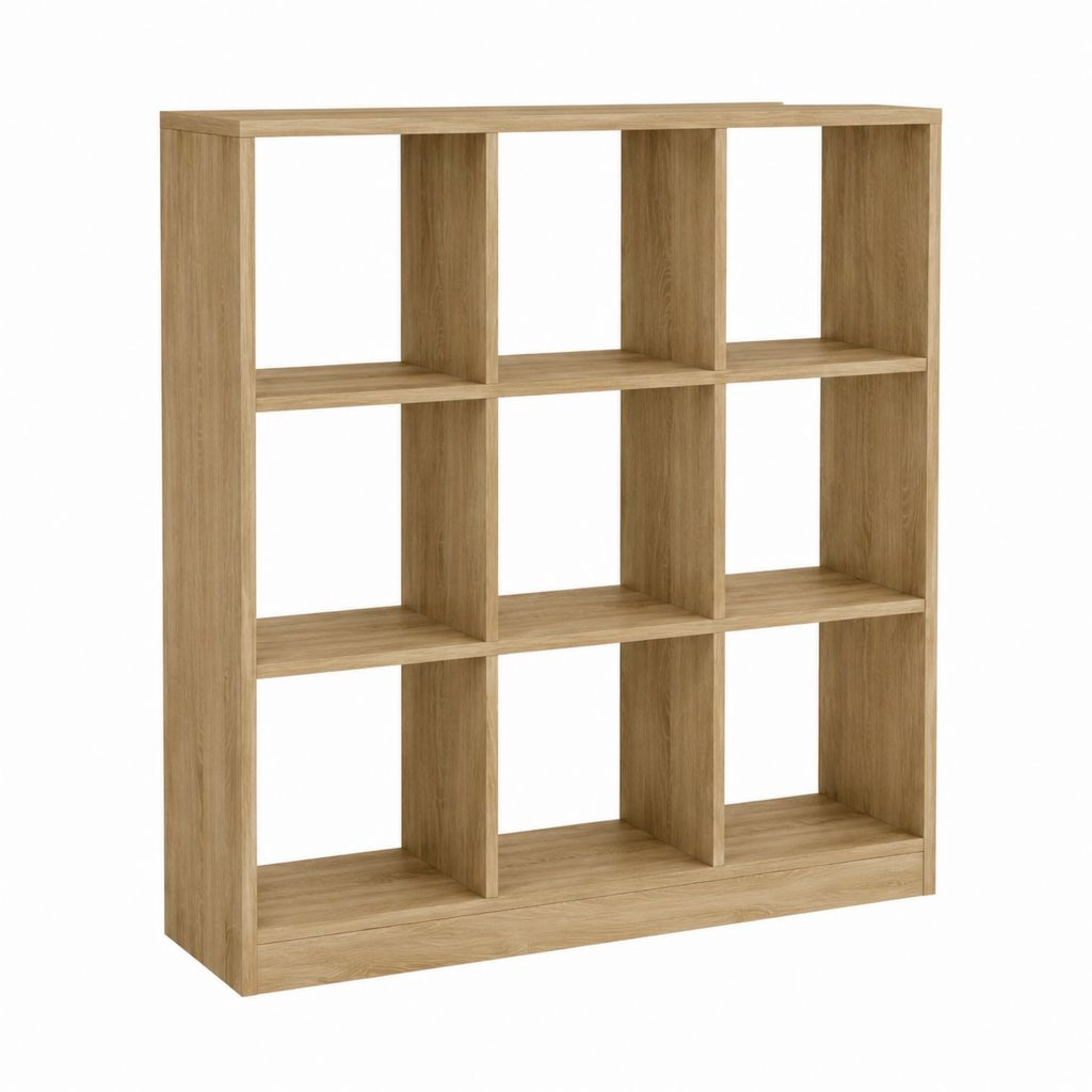 Bücherregal Raumteiler Eiche-Optik Spanplatte rechteckig 120 x 120 x 30 cm mit 9 Fächern