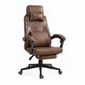 Bürostuhl Chefsessel Braun aus PU-Kunstleder ergonomisch geformt mit Fußstütze 65 x 70 x 118-128 cm
