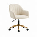 Bürostuhl Creme Bouclé-Polyester mit Armlehnen Drehfunktion und Rollen 62 x 62 x 83-93 cm