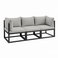 3-teiliges Gartensofa Set Grau mit pulverbeschichtetem Stahlgestell und Polyesterbezügen 210 x 70 x 70 cm