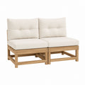 2-teiliges Gartensofa Beige aus Akazien-Massivholz mit Polyesterkissen 140 x 70 x 60 cm