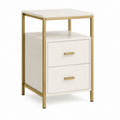 Nachttisch mit 2 Schubladen Weiß Gold MDF Stahl rechteckig 45 x 40 x 65 cm