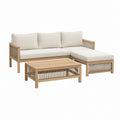 Gartenlounge Set rechts mit Couchtisch Beige Akazienholz Polyester 250 x 130 x 76 cm
