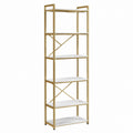 Bücherregal Standregal Gold Weiß Stahl MDF rechteckig 60 x 30 x 180 cm