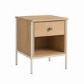 Nachttisch mit Schublade und offenem Fach Eichenoptik MDF Stahl rechteckig 40 x 40 x 60 cm