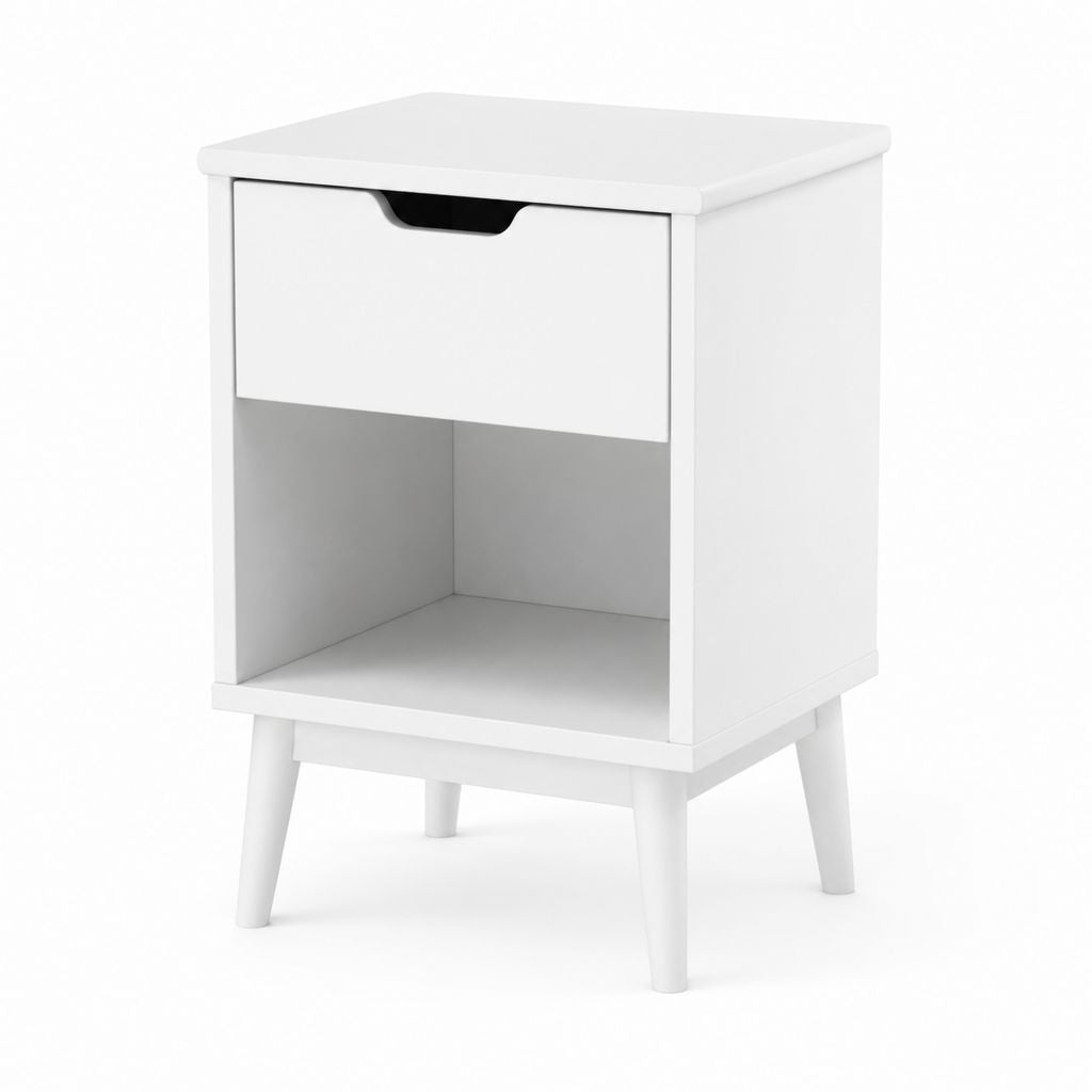 Nachttisch mit Schublade Weiß MDF rechteckig 40 x 35 x 55 cm