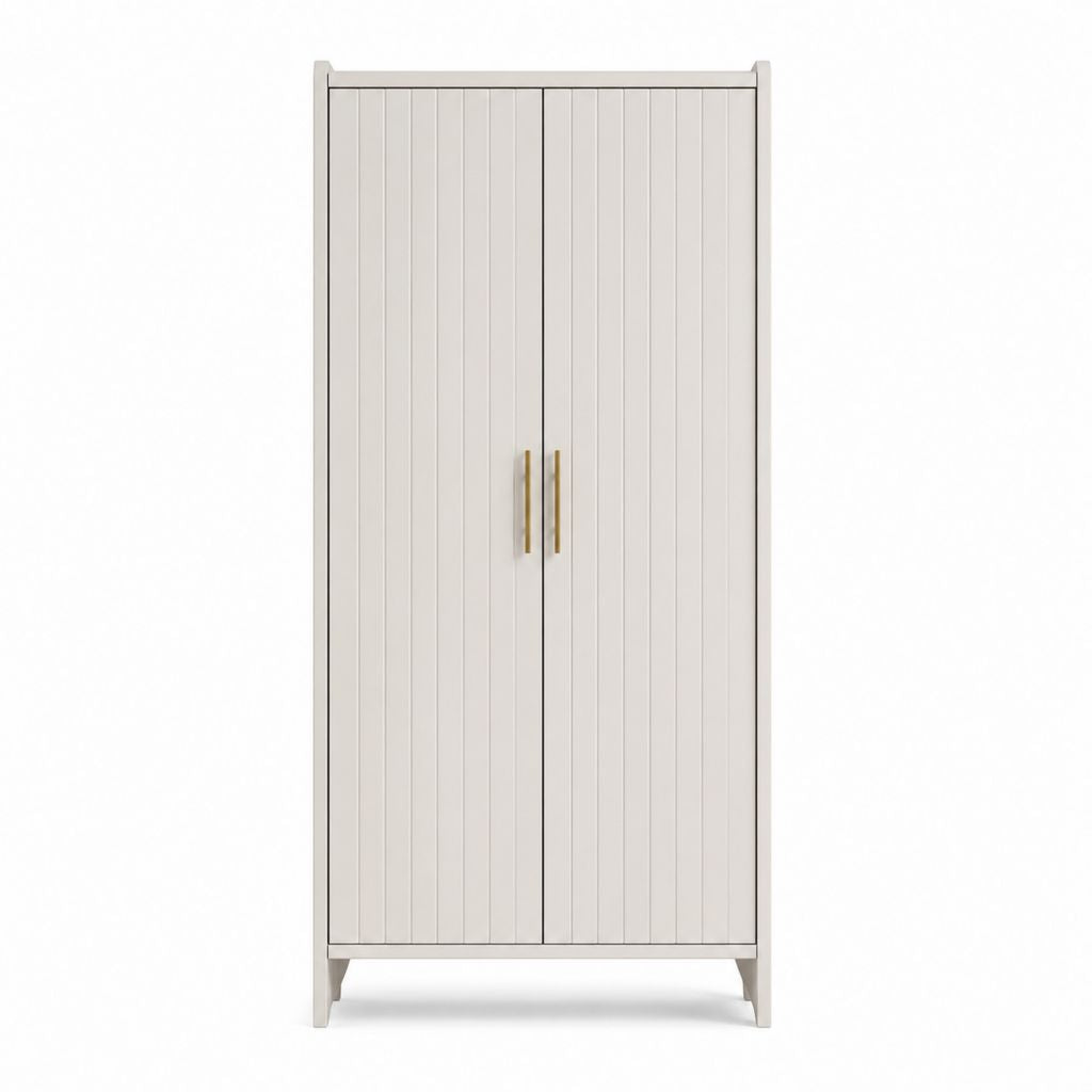 Drehtürenschrank Weiß aus MDF rechteckig mit 2 Türen 90 x 55 x 200 cm