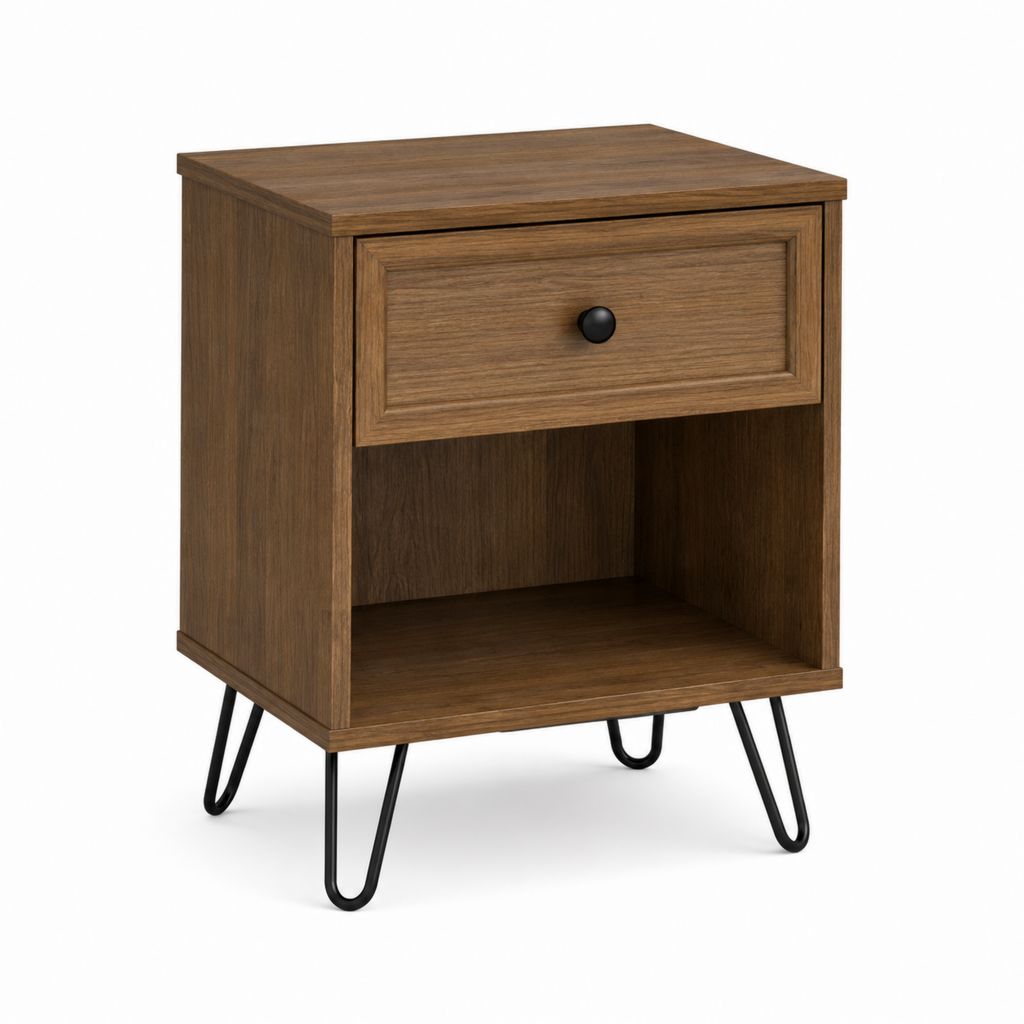 Nachttisch mit Schublade nussbraun aus MDF rechteckig 45 x 40 x 55 cm