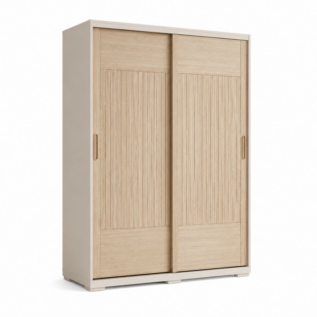Schwebetürenschrank 2 Türen Eiche hell Spanplatte rechteckig 120 x 60 x 200 cm