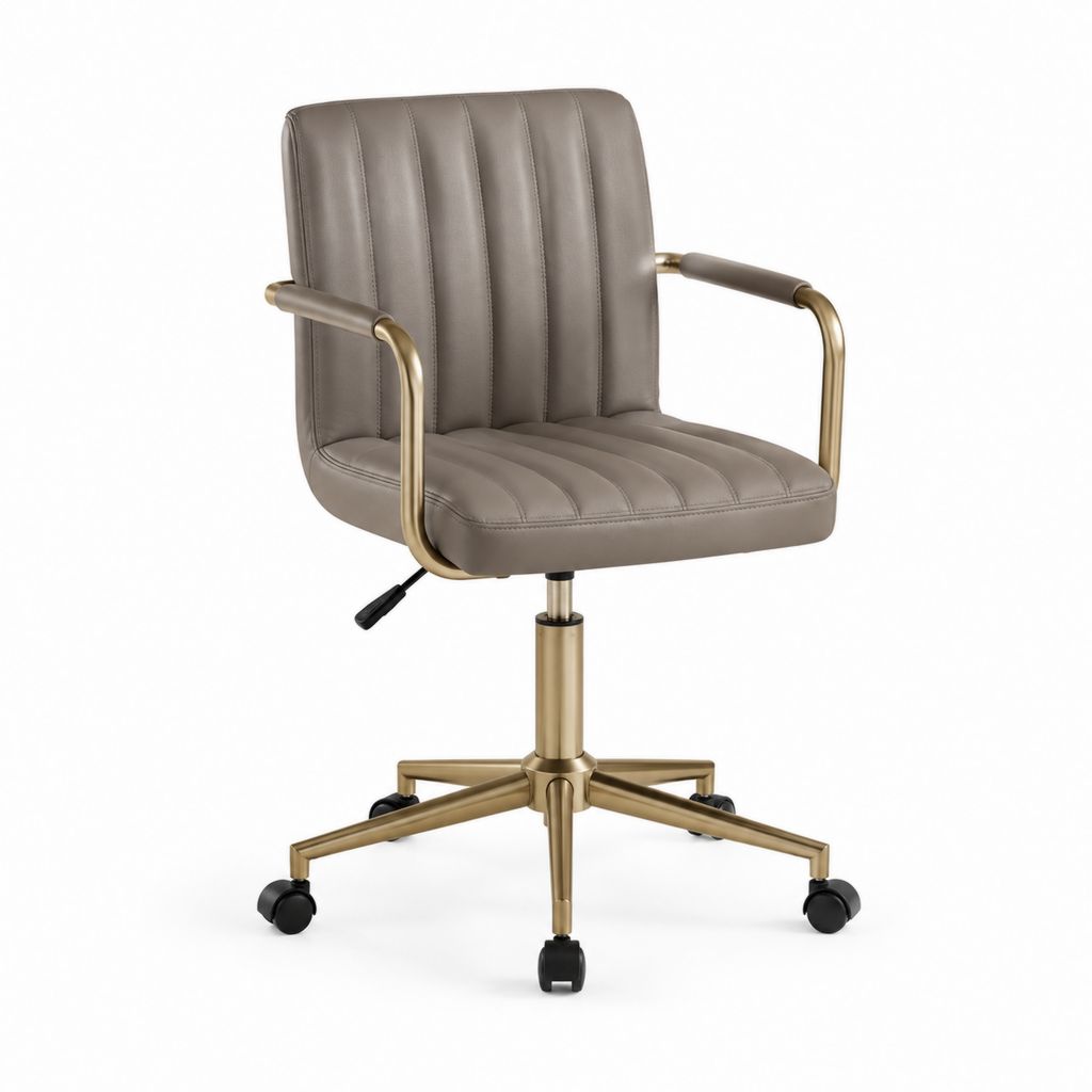 Drehbarer Bürostuhl Taupe mit PU-Kunstleder und Stahlgestell 58 x 61 x 84-94 cm